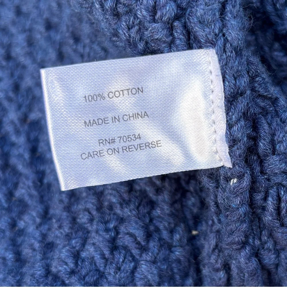 Orvis Women’s S 100% Cotton Blue Knit Textured Open Cardigan Sweater w/Pockets